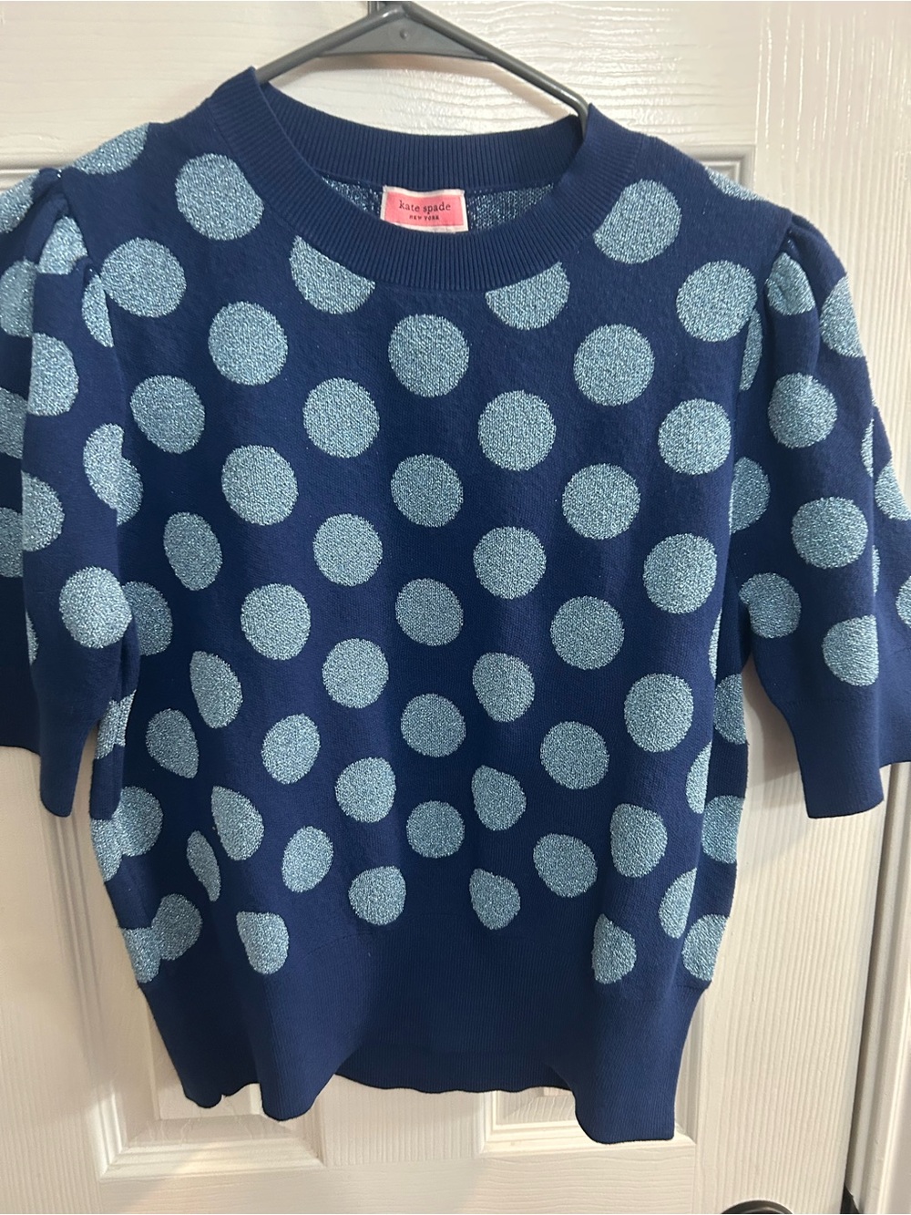Kate Spade Seaside Dot Riverblue short sleeve sweater size medium - Picture 2 of 5